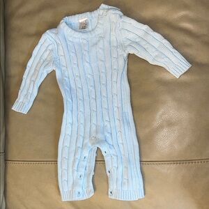 Baby Mode Cable Knit Baby One Piece - Light Blue
